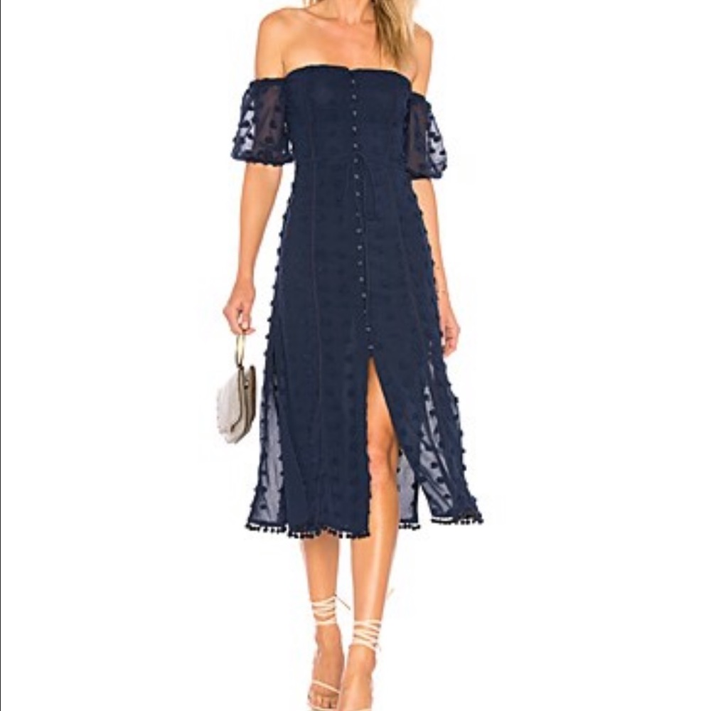 Navy dress w Pom poms